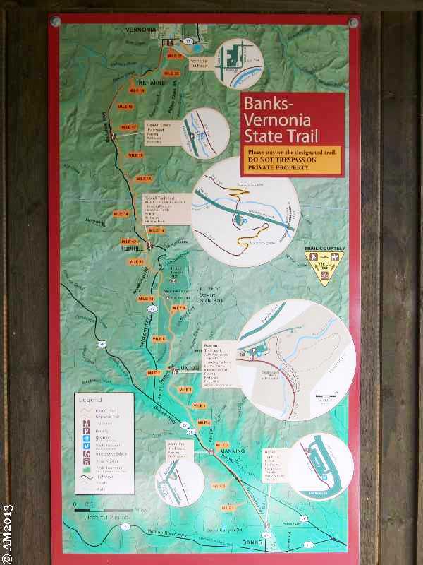Trail Map of the walking and biking path to Vernonia.